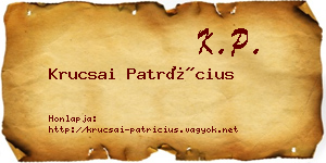 Krucsai Patrícius névjegykártya